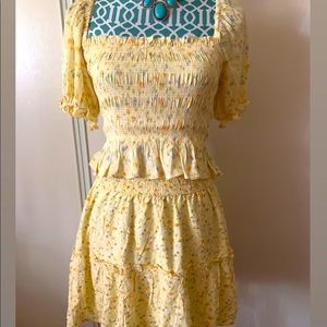 Yellow floral matching skirt and top